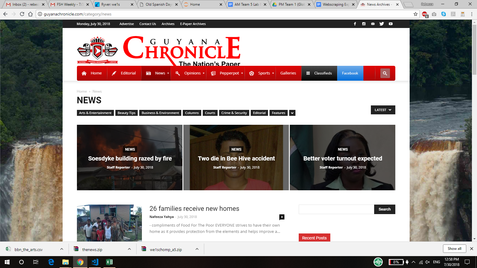 Guyana Chronicle homepage